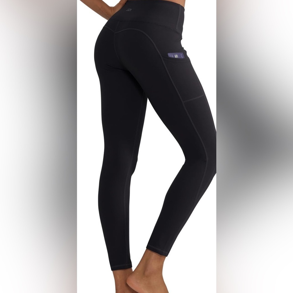 Along fit Classic Black high waisted pocket Women's Leggings Sz L